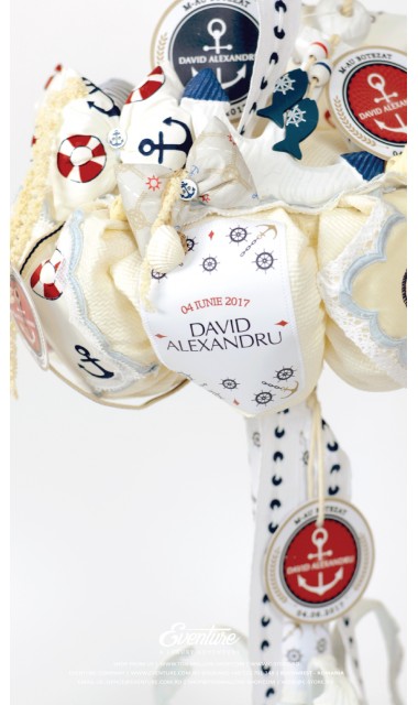 Lumanare de botez tematica navy, nautic, maritim, 65x4 cm, Ancora 1